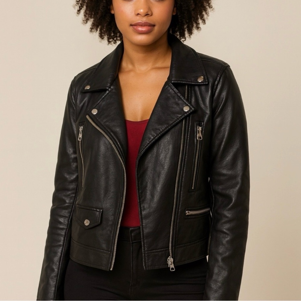Love Tree Black Leather Biker Jacket